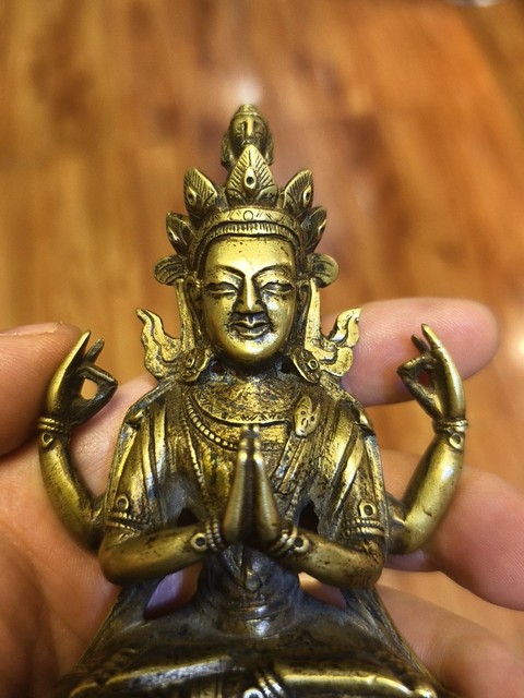 古玩銅器銅四臂觀音真品鑒賞圖