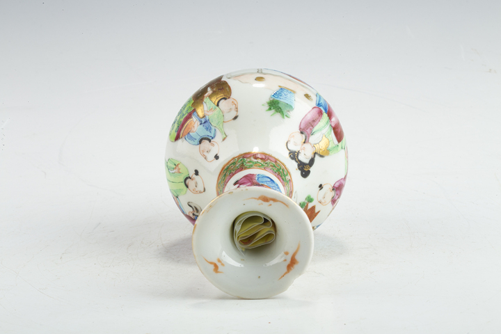 古玩陶瓷清晚·廣彩仕女嬰戲紋玉壺春瓶真品鑒賞圖