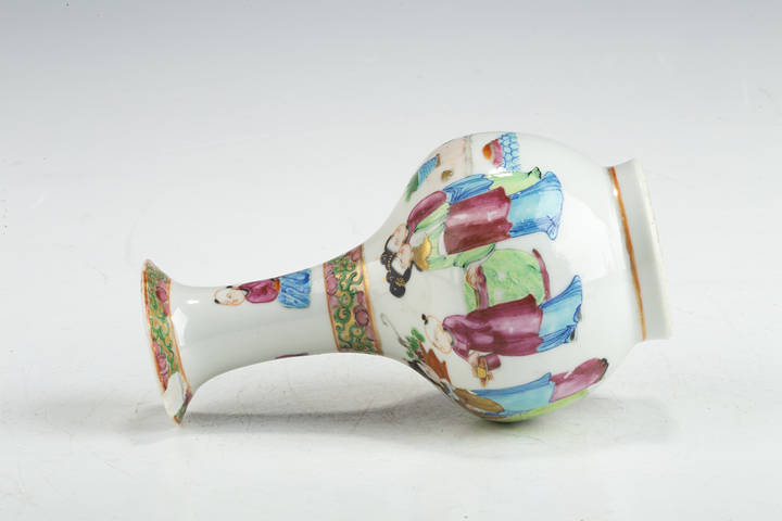 古玩陶瓷清晚·廣彩仕女嬰戲紋玉壺春瓶真品鑒賞圖