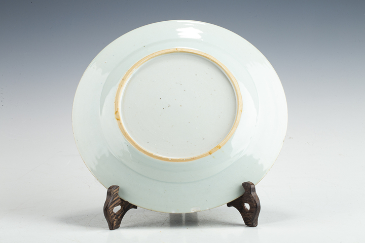 古玩陶瓷清中早·青花洞石牡丹紋盤真品鑒賞圖