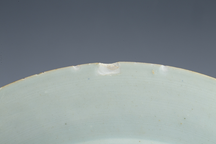 古玩陶瓷清中早·青花洞石牡丹紋盤真品鑒賞圖