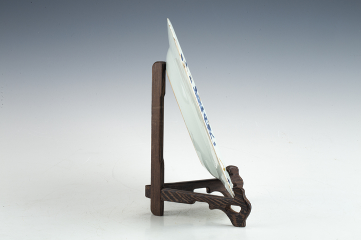 古玩陶瓷清康熙·青花礬紅描金竹石牡丹鹿紋盤真品鑒賞圖