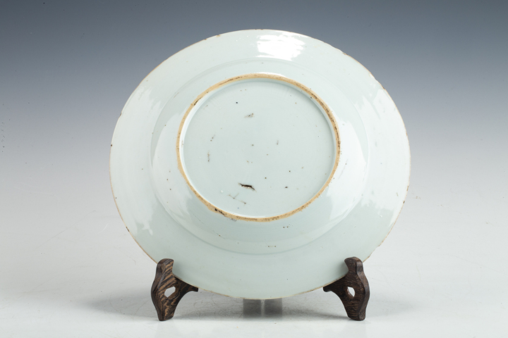 古玩陶瓷清康熙·青花礬紅描金竹石牡丹鹿紋盤真品鑒賞圖