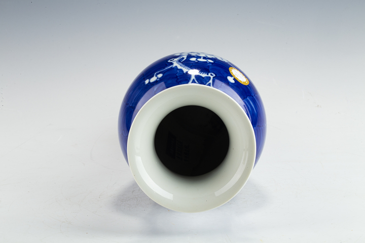 古玩陶瓷民國解放初·青花留白冰梅紋觀音瓶真品鑒賞圖