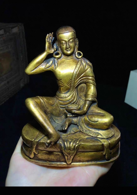 古玩銅器銅鎏金米拉日巴真品鑒賞圖