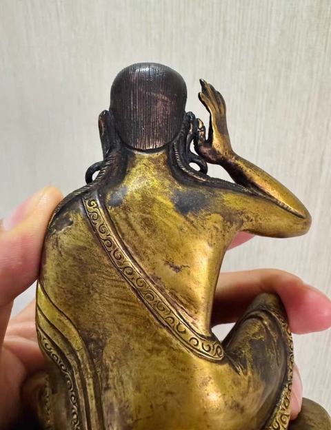 古玩銅器銅鎏金米拉日巴真品鑒賞圖