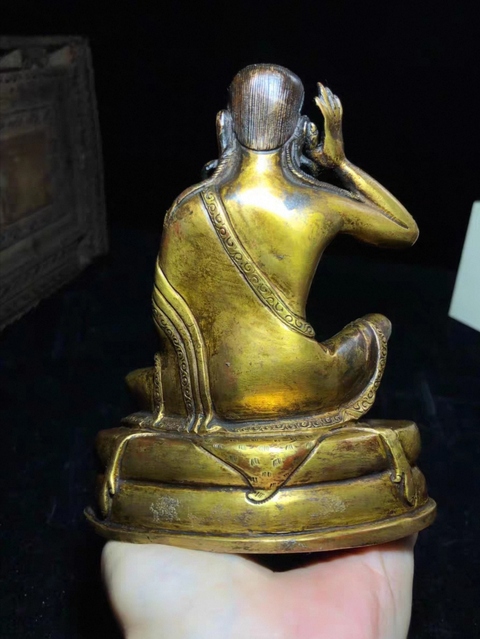 古玩銅器銅鎏金米拉日巴真品鑒賞圖