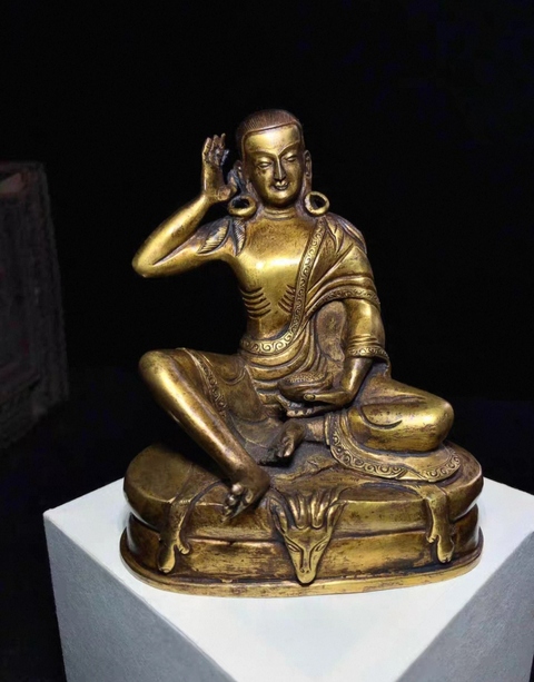 古玩銅器銅鎏金米拉日巴真品鑒賞圖