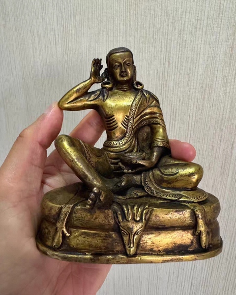 古玩銅器銅鎏金米拉日巴真品鑒賞圖