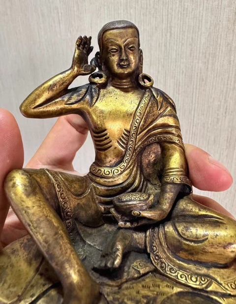 古玩銅器銅鎏金米拉日巴真品鑒賞圖