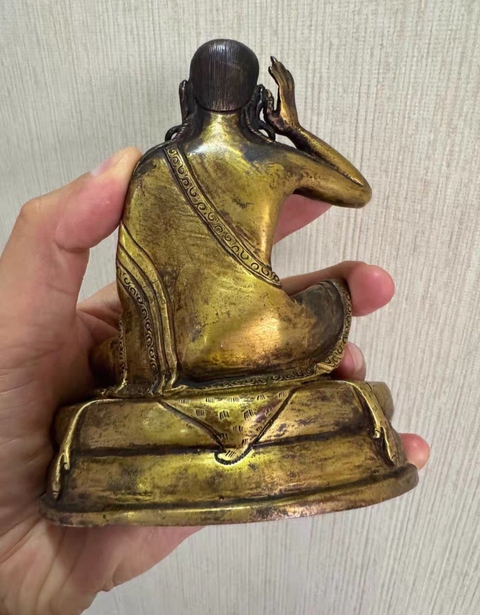 古玩銅器銅鎏金米拉日巴真品鑒賞圖