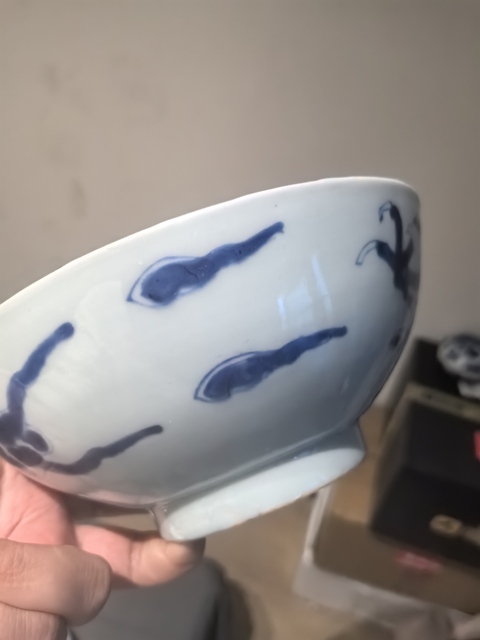 古玩陶瓷雍正青花過墻龍紋碗真品鑒賞圖