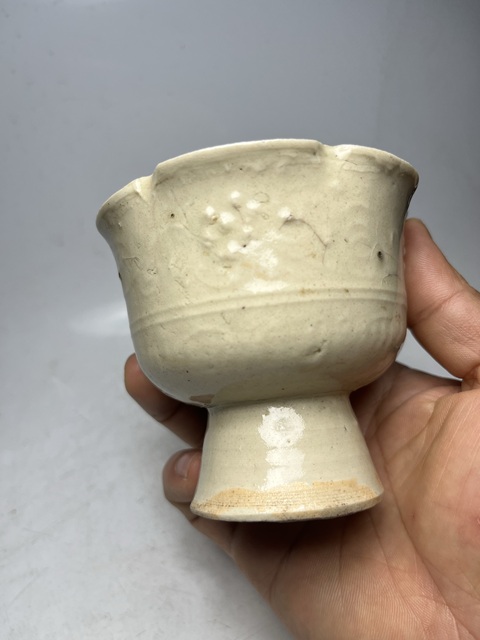 古玩陶瓷青白釉花口高足杯真品鑒賞圖