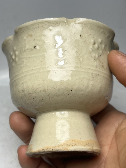 古玩陶瓷青白釉花口高足杯真品鑒賞圖