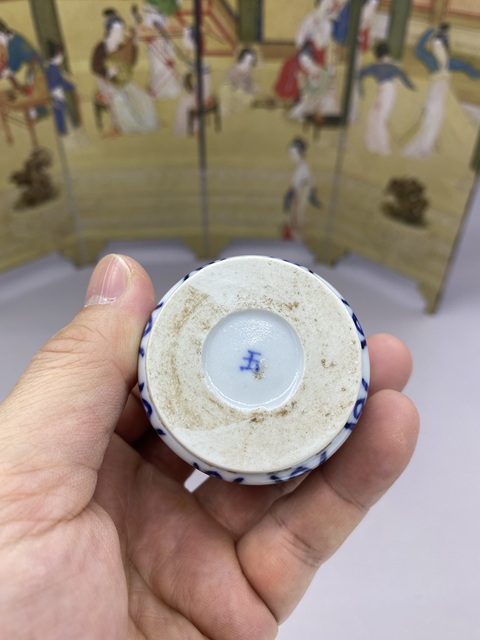 古玩陶瓷青花壽字紋杯真品鑒賞圖