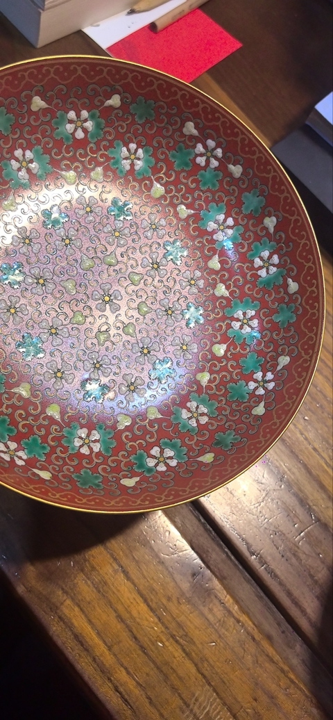 古玩陶瓷現代仿清同治福祿壽喜盤真品鑒賞圖