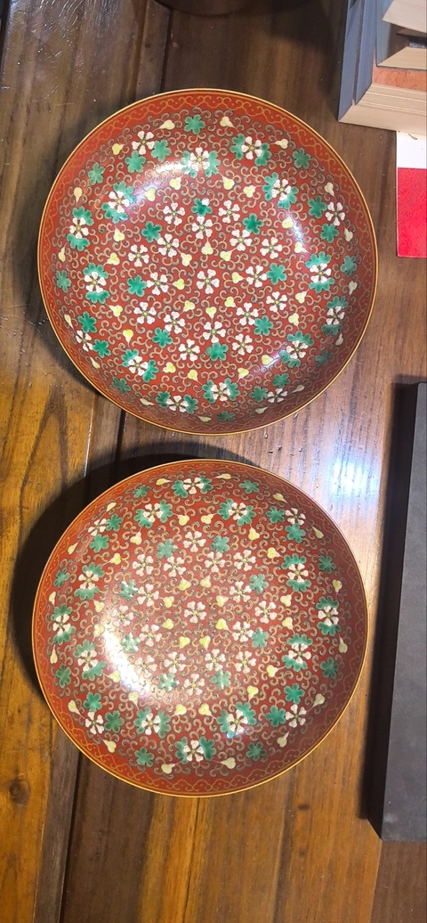 古玩陶瓷現代仿清同治福祿壽喜盤真品鑒賞圖