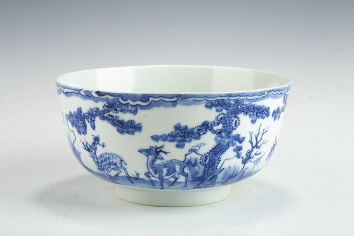 古玩陶瓷清晚·青花松鹿紋大碗 真品鑒賞圖