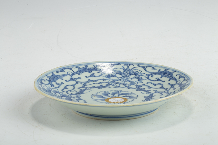 古玩陶瓷清道光·青花纏枝蓮紋盤真品鑒賞圖