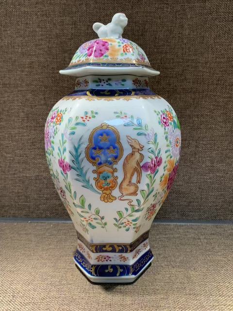 古玩陶瓷粉彩??章瓷六方蓋罐（日本）真品鑒賞圖