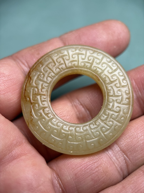 古玩玉器漢代黃玉帶工環(huán)真品鑒賞圖