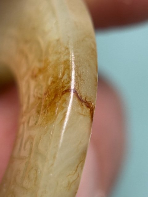 古玩玉器漢代黃玉帶工環(huán)真品鑒賞圖