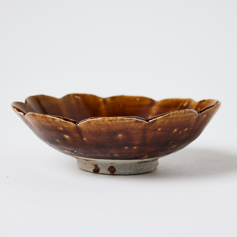 古玩陶瓷北宋醬釉花口盤(pán)真品鑒賞圖