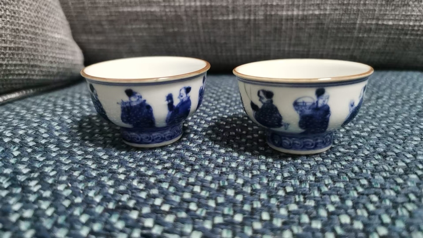 古玩陶瓷日本風(fēng)格青花人物真品鑒賞圖