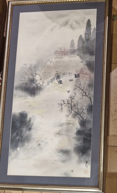 古玩字畫山居圖真品鑒賞圖