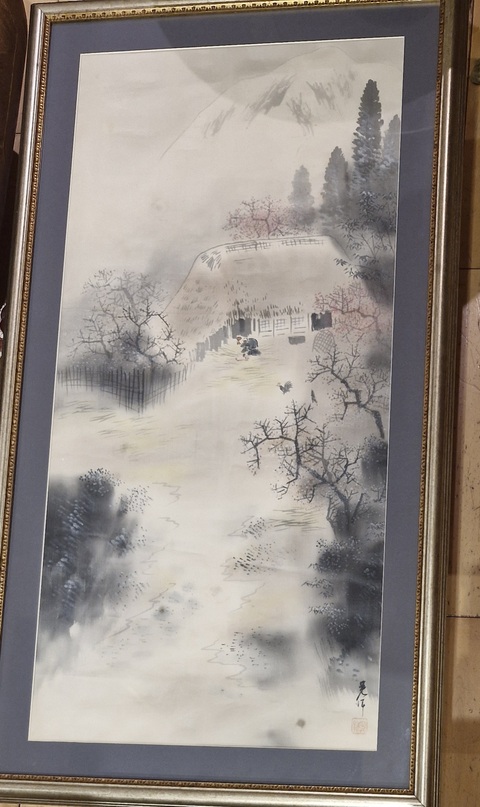 古玩字畫山居圖真品鑒賞圖