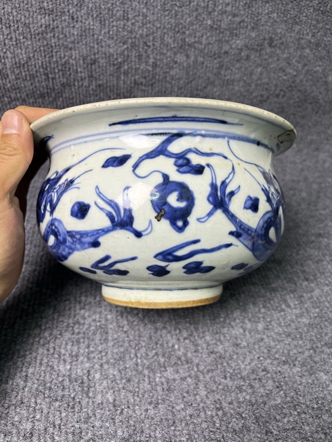 古玩陶瓷青花雙龍戲珠紋羅漢爐真品鑒賞圖