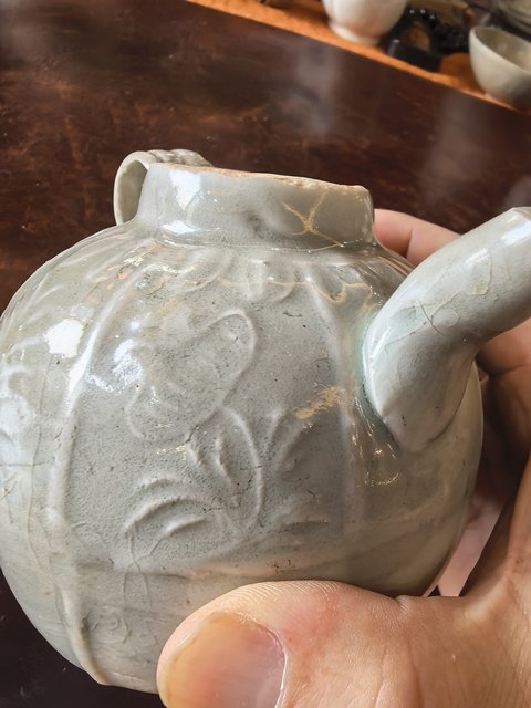 古玩陶瓷青白釉花卉紋水滴真品鑒賞圖