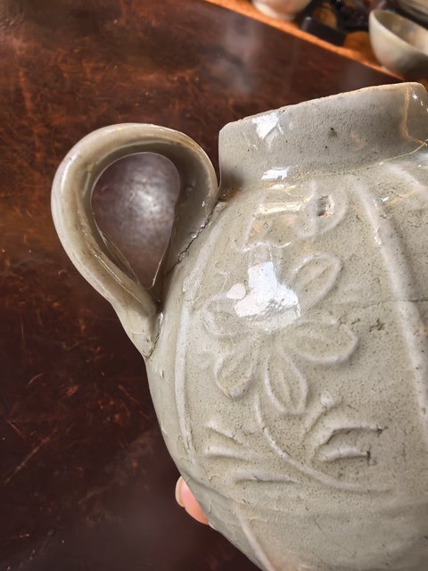 古玩陶瓷青白釉花卉紋水滴真品鑒賞圖