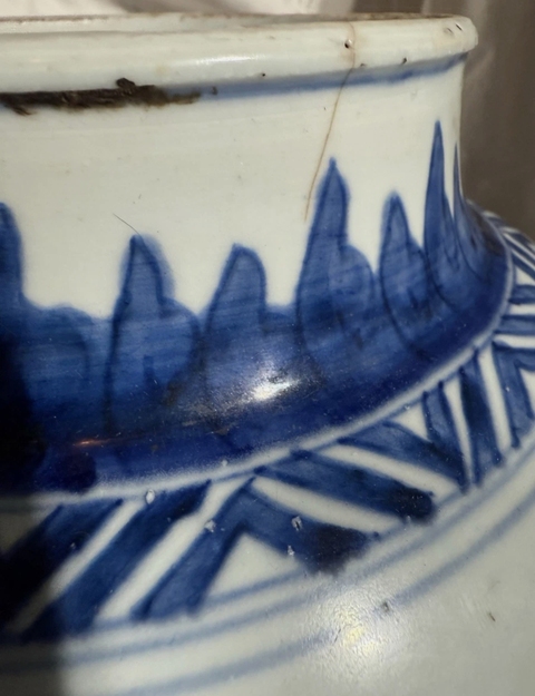 古玩陶瓷團鳳紋青花將軍罐真品鑒賞圖