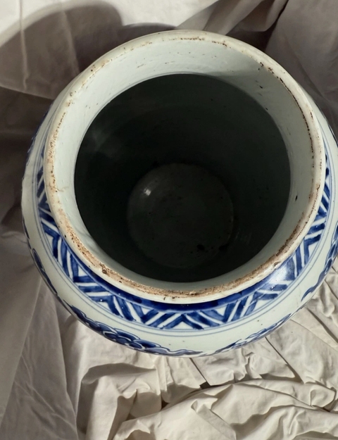 古玩陶瓷團鳳紋青花將軍罐真品鑒賞圖