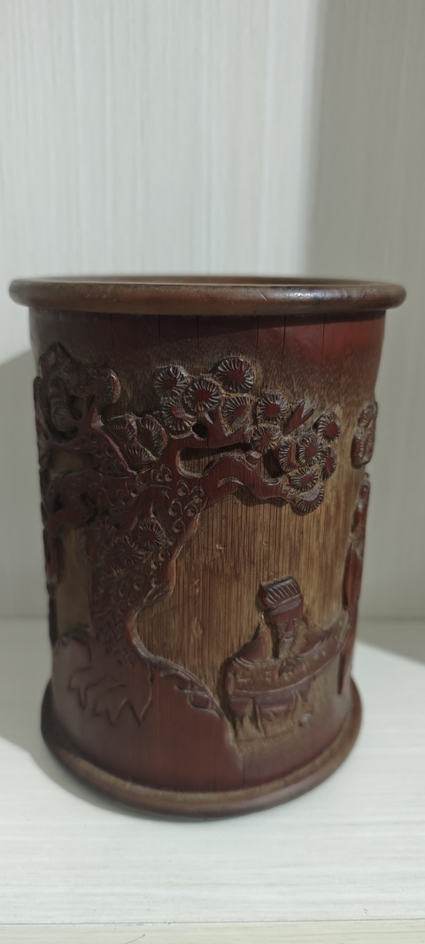古玩雜項竹筆筒真品鑒賞圖