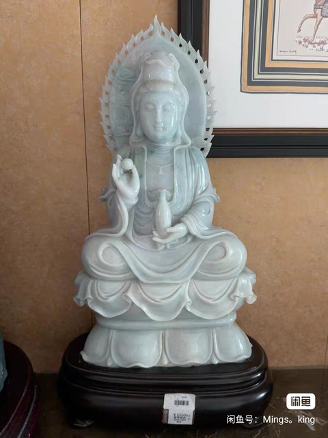 古玩玉器翡翠觀音擺件真品鑒賞圖