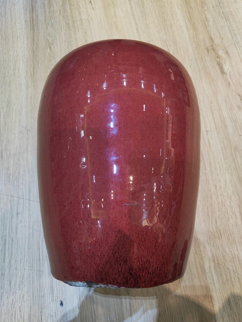 古玩陶瓷窯變紅釉冬瓜罐真品鑒賞圖