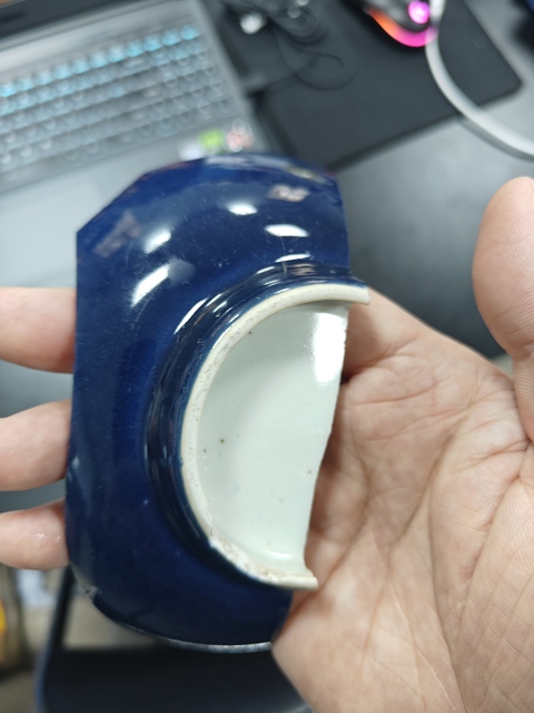 古玩陶瓷祭藍釉瓷片真品鑒賞圖