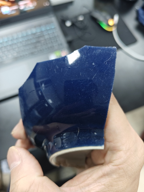 古玩陶瓷祭藍釉瓷片真品鑒賞圖