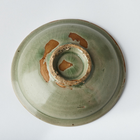 古玩陶瓷臨汝窯印花牡丹盤真品鑒賞圖