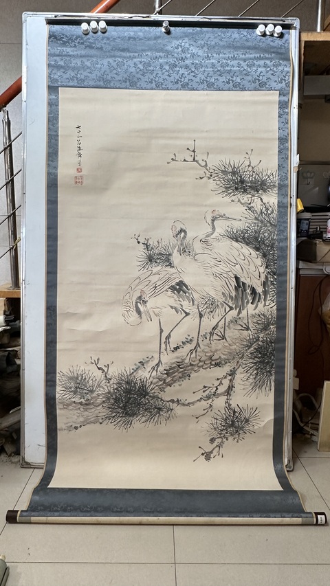 古玩字畫王贏松鶴圖立軸真品鑒賞圖