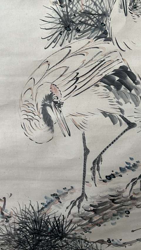 古玩字畫王贏松鶴圖立軸真品鑒賞圖