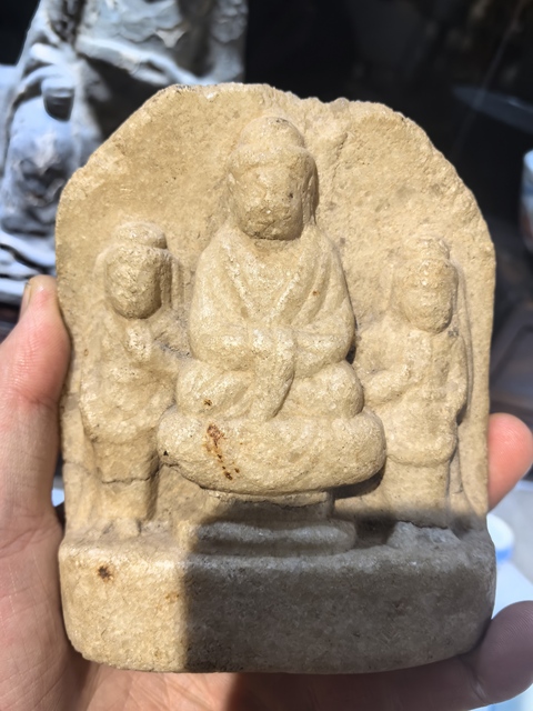 古玩雜項一佛二菩薩三尊像真品鑒賞圖