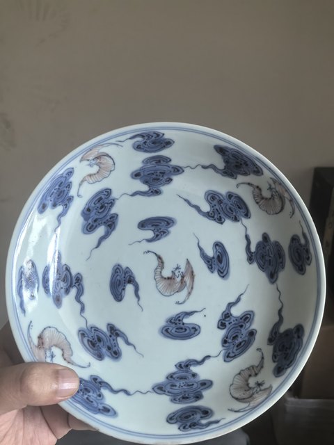 古玩陶瓷青花釉里紅盤真品鑒賞圖