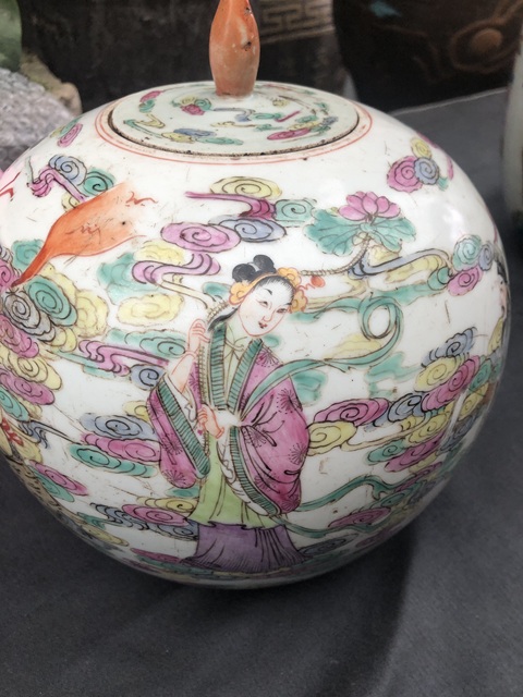 古玩陶瓷八仙圖粉彩西瓜罐真品鑒賞圖