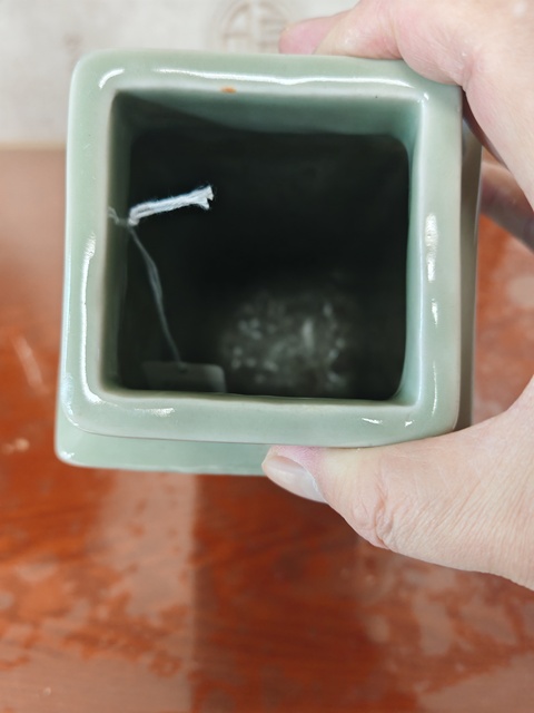 古玩陶瓷龍鳳紋青釉琮式瓶真品鑒賞圖