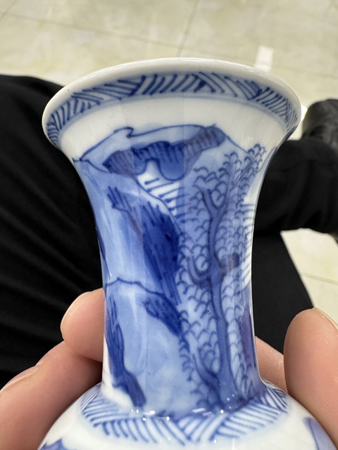 古玩陶瓷人物山水青花花觚真品鑒賞圖