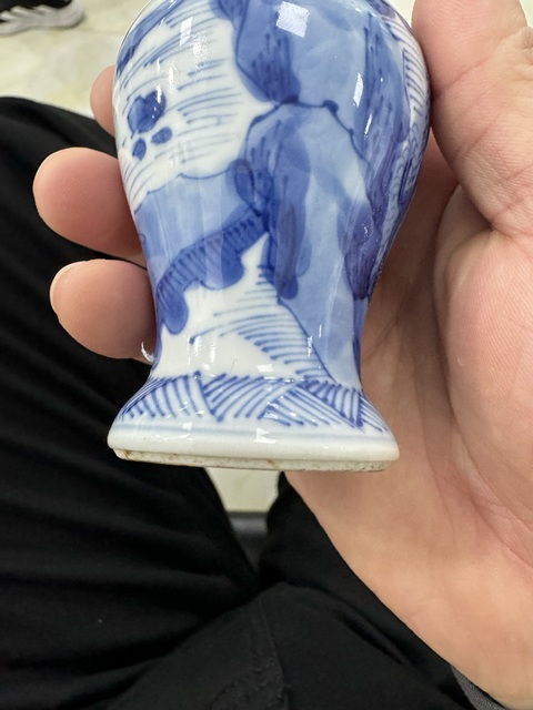 古玩陶瓷人物山水青花花觚真品鑒賞圖