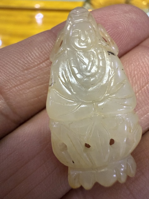 古玩玉器岫玉雕“觀音帽正”真品鑒賞圖